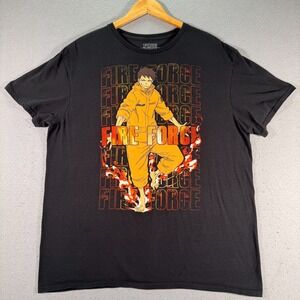Fire Force Shinra Kusakabe T-Shirt Mens‎ XL Black Tokyo Licensed Anime Graphic